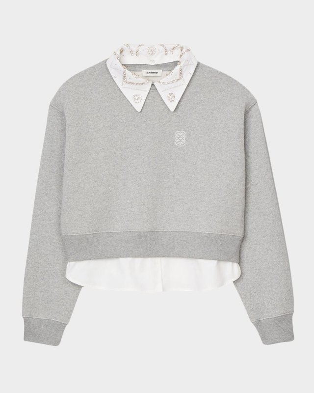 Meribel Marled Layered-Effect Sweatshirt